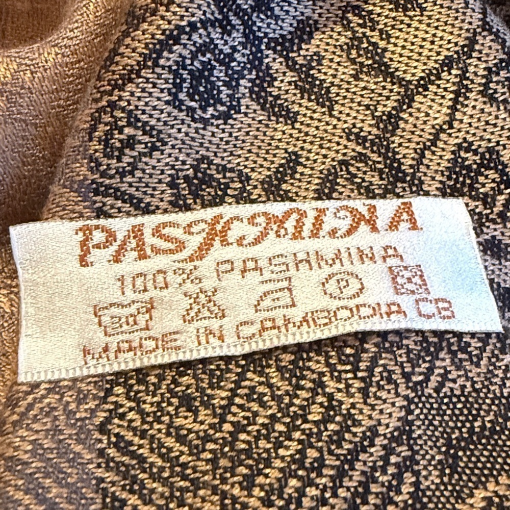 Pashmina Scarf Brown Black Tab 100% NWT - Picture 4 of 4